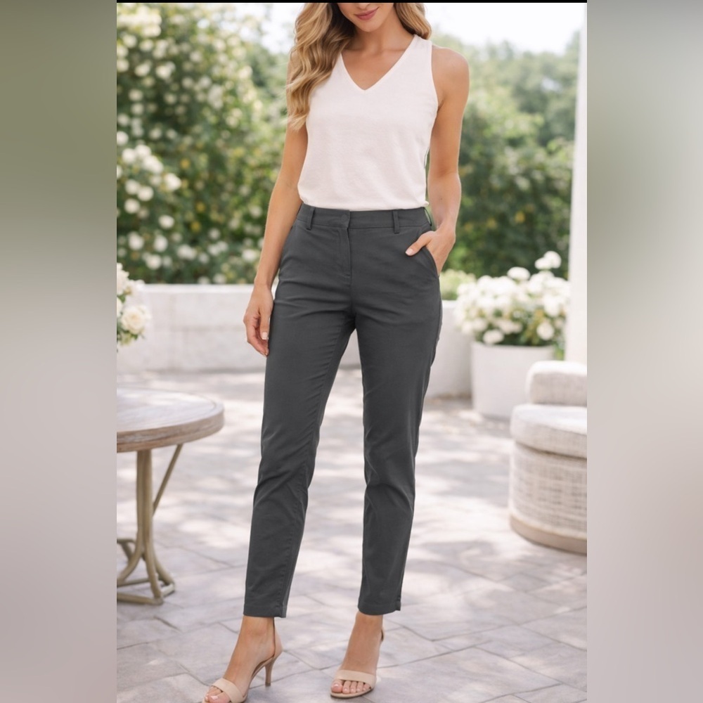 Banana Republic Stretch Slim Ankle Pants Size 2 Gray Cotton Blend